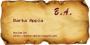 Barka Appia névjegykártya